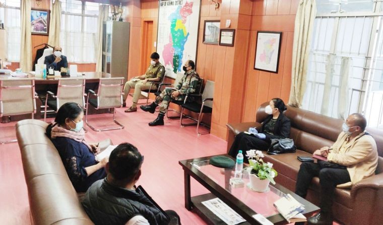 DC & Chairman DTF Kohima, Mohammed Ali Shihab A addressing the Kohima District Task Force on COVID-19 emergency meeting in his office chamber on October 29. (DIPR Photo)